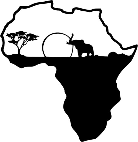 Djemzy - muurdecoratie woonkamer - wanddecoratie - hout - zwart - dieren - Olifant in Afrika - MDF 6 mm