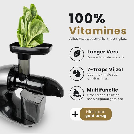 KitchenMasters Slowjuicer - Juicer voor groenten en fruit - 700ml - Zwart van KitchenMasters — afbeelding 5