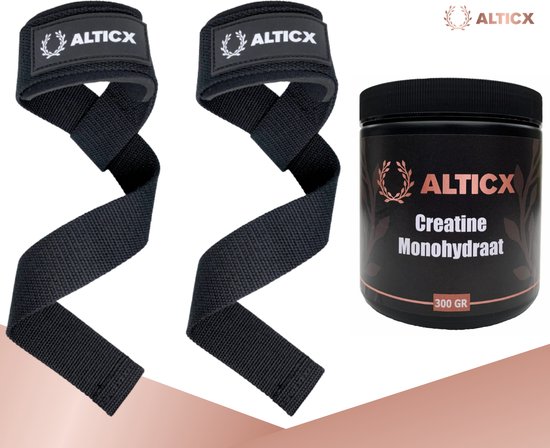 ALTICX Sangles de levage Combinaison Créatine et monohydrate - Renforcement musculaire - Sangles de soulevé de terre - Sport