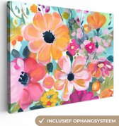 Canvas Schilderij Bloemen - Schilderij - Natuur - Botanisch - 40x30 cm - Wanddecoratie