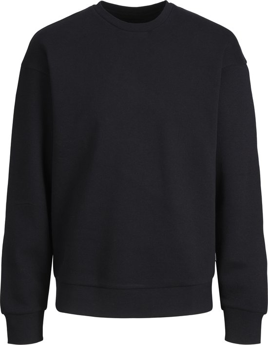 Sweatshirt noir à col rond et manches longues.
