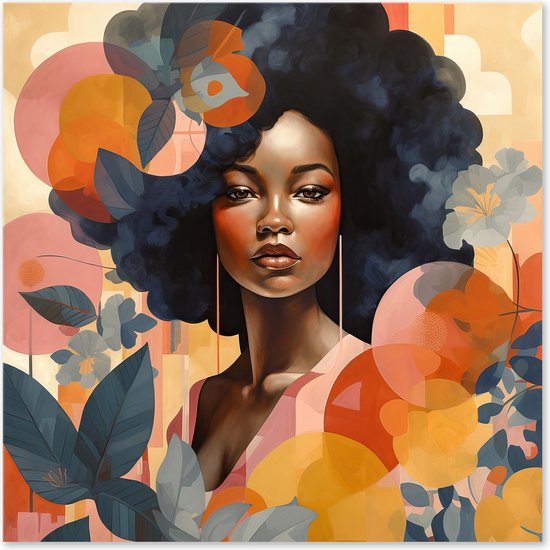 Graphic Message - Schilderij op Canvas - Prachtige Vrouw - Exotisch - Afro