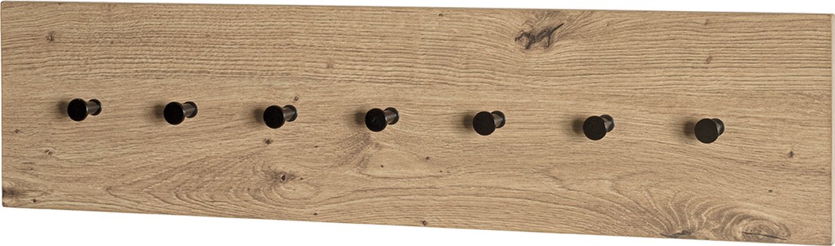 Wandkapstok – Licht eiken en zwart staal – 80x20x5 cm – Tijdloos en strak design