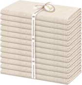 12 stuks linnen katoenen servetten 40x40 cm dinerdoek servetten katoenen linnen mix stoffen servetten wasbare herbruikbare linnen vlas tafelservetten voor bruiloft diner hotelfeesten Kerstmis (beige)