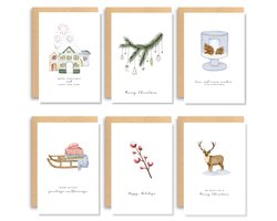 Partizzle 36x Luxe Kerstkaarten met Enveloppen Set - Nieuwjaarskaarten - 2025 Collectie / 12 Ontwerpen