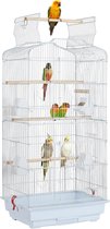Grote vogelkooi - vogel Voliere - Vogelkooi - Zwart - Geschikt voor kanaries, valkparkieten, papegaaien, duiven - inclusief zitstokken - Papegaaienkooi - Parkietenkooi - Vogelkooi voor binnen en buiten - 46 x 35 x 104 cm