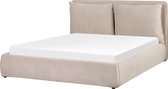 BAJONNA - Bed met opbergruimte - Beige - 160 x 200 cm - Fluweel