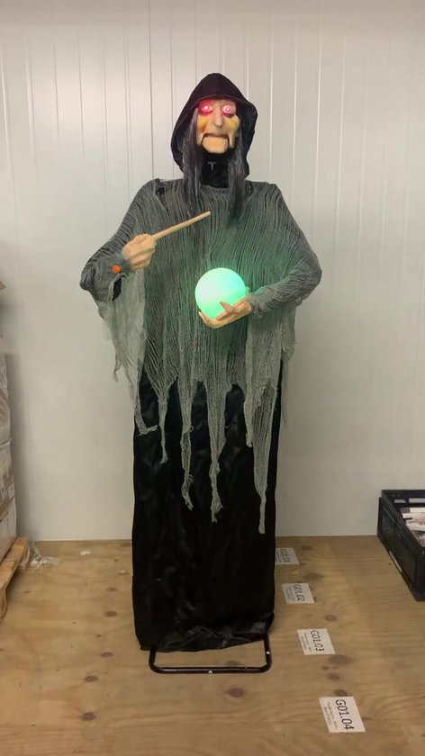 Fjesta© Halloween heks met magische bal - Geluidssensor - 200cm