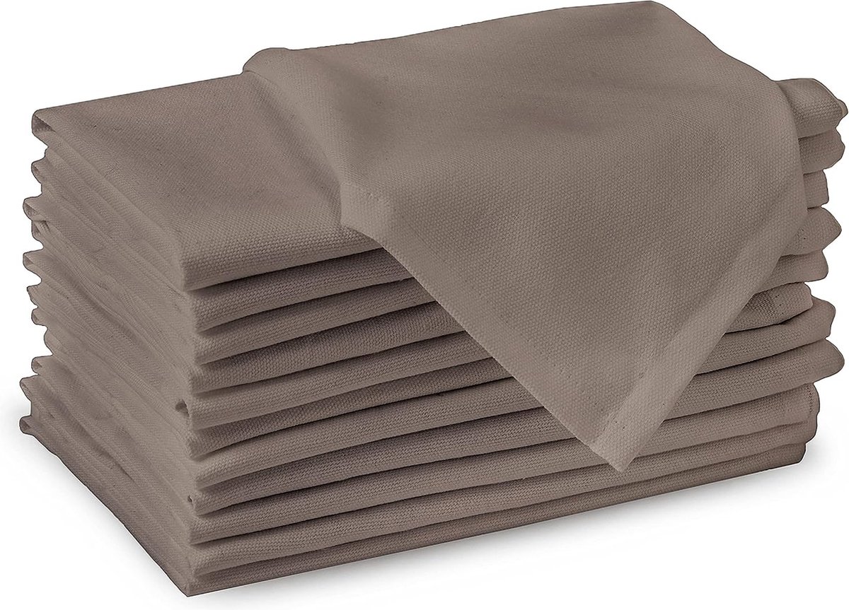 Homes Solid Color Eettafel Servetten - Set van 12 - Wasbaar, Vierkant, 100% Katoen - Voor Familiediners & Buitenfeesten en Dagelijks gebruik (43 x 43 cm, Beige)