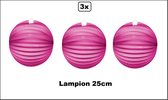 3x Lampion Pink 25cm - festival thema feest verjaardag party papier BBQ strand licht fun
