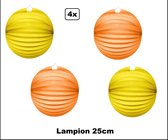 4x Lampion Oranje/geel 25cm - festival thema feest verjaardag party papier BBQ strand licht fun