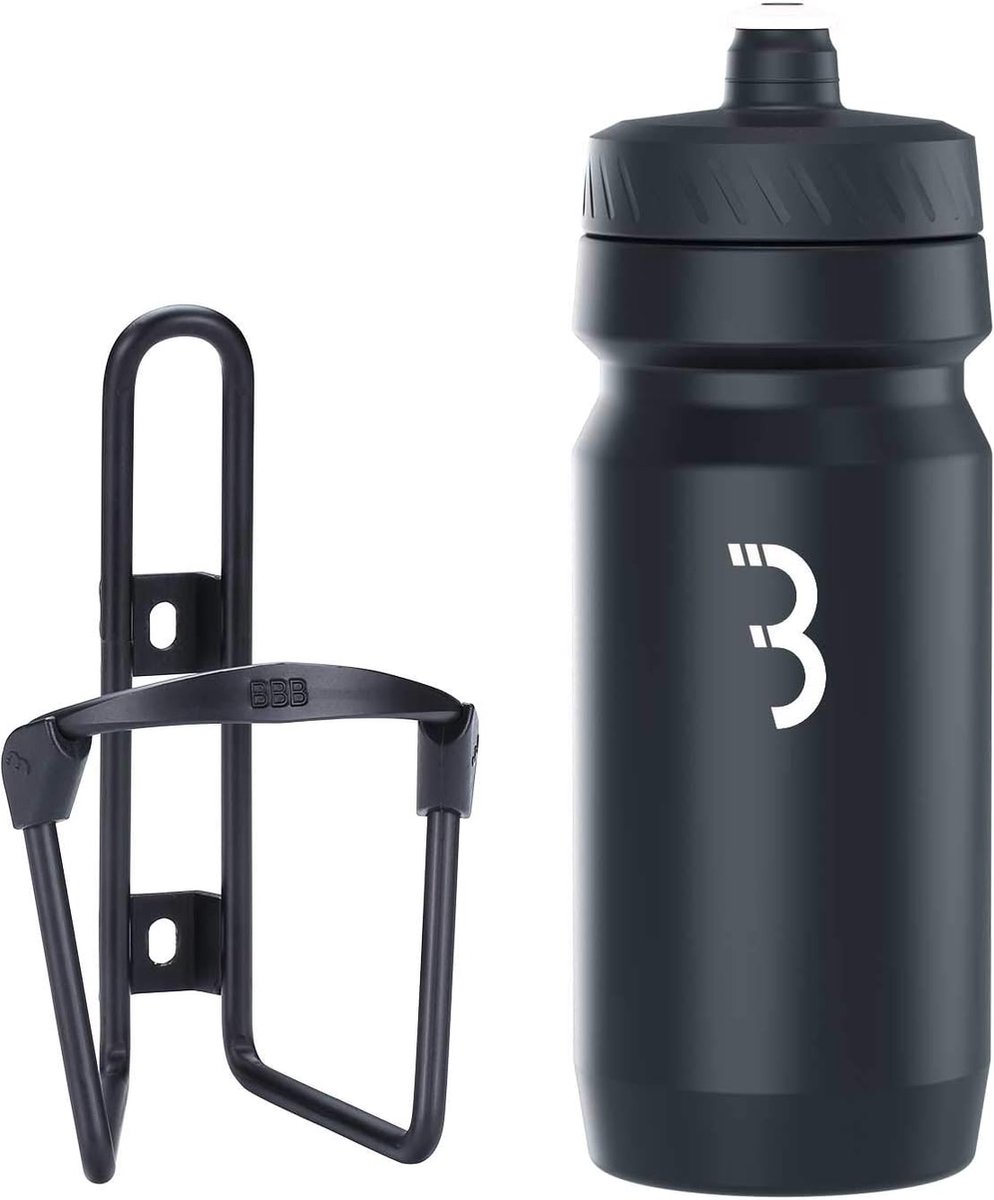 BBB Cycling FuelTank - Aluminium Bidonhouder met Bidon - 550ml - Mat Zwart - Racefiets & Mountainbike - Drinkbushouder Fiets - BBC-03C