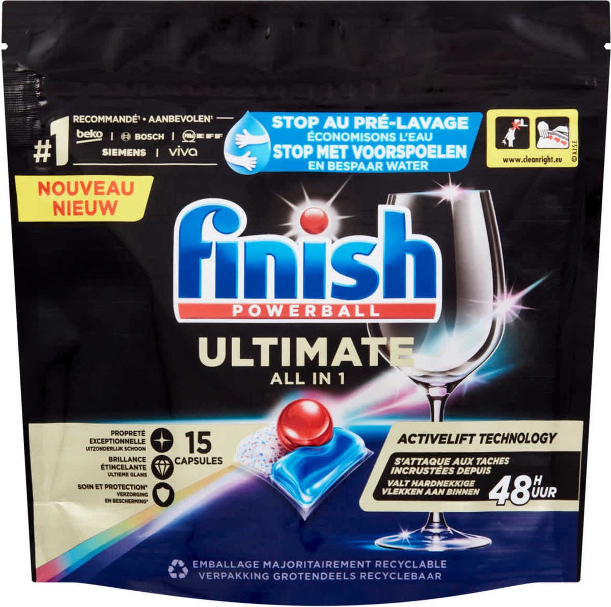 Goedkoopste Finish Powerball - Ultimate All in 1 - Vaatwastabletten - Activelift - 15 Capsules