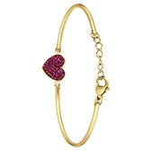 Lucardi Dames Stalen goldplated armband hart kristal paars - Armband - Staal - Goudkleurig - 20 cm