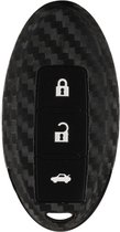 Zachte Carbon Sleutelcover met Knoppen - Sleutelhoesje Geschikt voor Nissan Qashqai / X-Trail / Juke / Leaf / J10 / J11 / Note / Infinity / Micra / Note - Siliconen Materiaal - Sleutel Hoesje Cover - Auto Accessoires