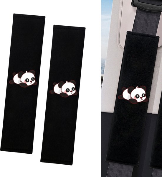 MIKAFEN Autogordelkussen in verpakking van 2 stuks, bekleding voor zitgordel in de auto voor meer comfort op reis, zwart
