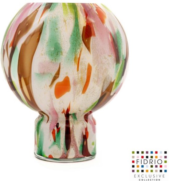 Design Vaas mantua - Fidrio MIXED COLOURS - glas, mondgeblazen bloemenvaas - diameter 25 cm hoogte 30 cm