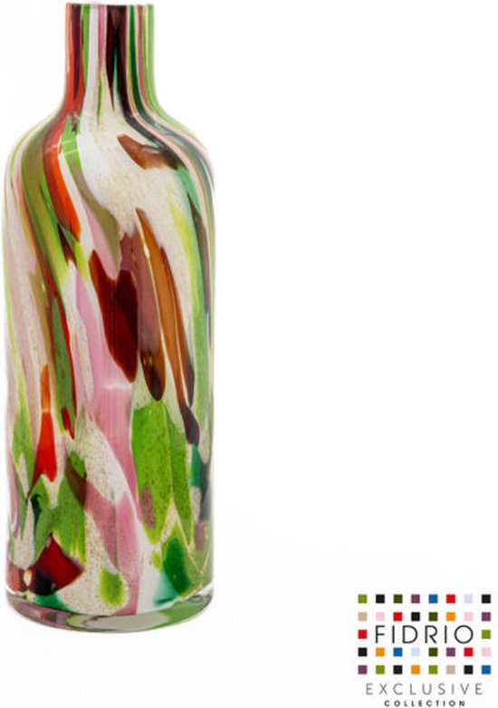 Design Vaas Luciano - Fidrio MIXED COLOURS - glas, mondgeblazen bloemenvaas - hoogte 35 cm