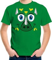 Bellatio Decorations dieren verkleed t-shirt voor jongens - dino gezicht - carnavalskleding - groen 164/176