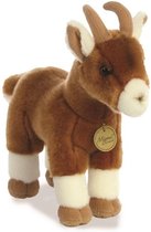 Aurora Miyoni pluche knuffeldier geit - bruin/wit - 28 cm - boerderij thema speelgoed dieren