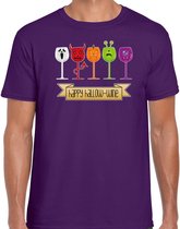 Bellatio Decorations Halloween verkleed t-shirt heren - wijn monster - paars - themafeest outfit L