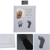 DW4Trading Fotolijst Voet en Hand Inktafdruk Set Baby Wit - incl. Stempelkussen - 27x23cm