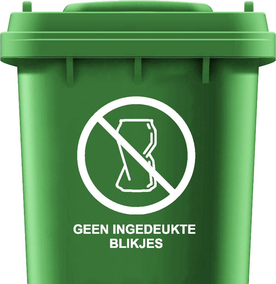 Geen ingedeukte blikjes sticker - Sticker - Kleur wit - Formaat: 10cm x 12cm - Statiegeld sticker