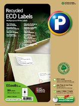 Printec recycled etiketten - 20 vel - 105x74.3mm - 8 labels per A4 - 160 stickers per doos