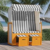 The Living Store Chaise longue de plage – Grijs et Wit – 115 x 55 x 133/151/156 cm – Poly rotin – Cadre en bois