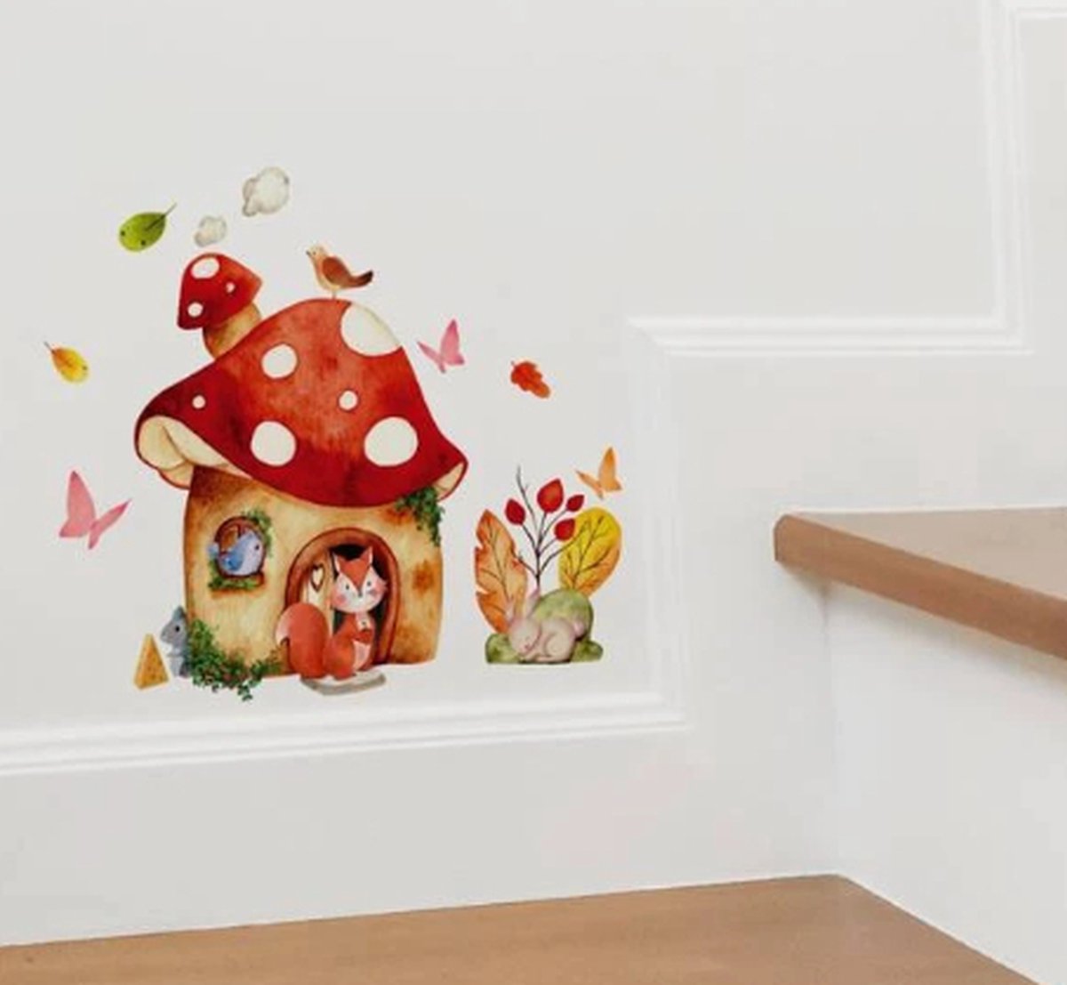 Muursticker Raamstickers Herfst / Autumn - Paddestoel / Paddestoelen - Blad - Vogel - Vlinder | Bos Stickers | Raam Decoratie - Winkel - School - Peuterspeelzaal - Huis - Veranda- Kantoor | Herbruikbaar - Waterdicht - Verwijderbaar | DH collection