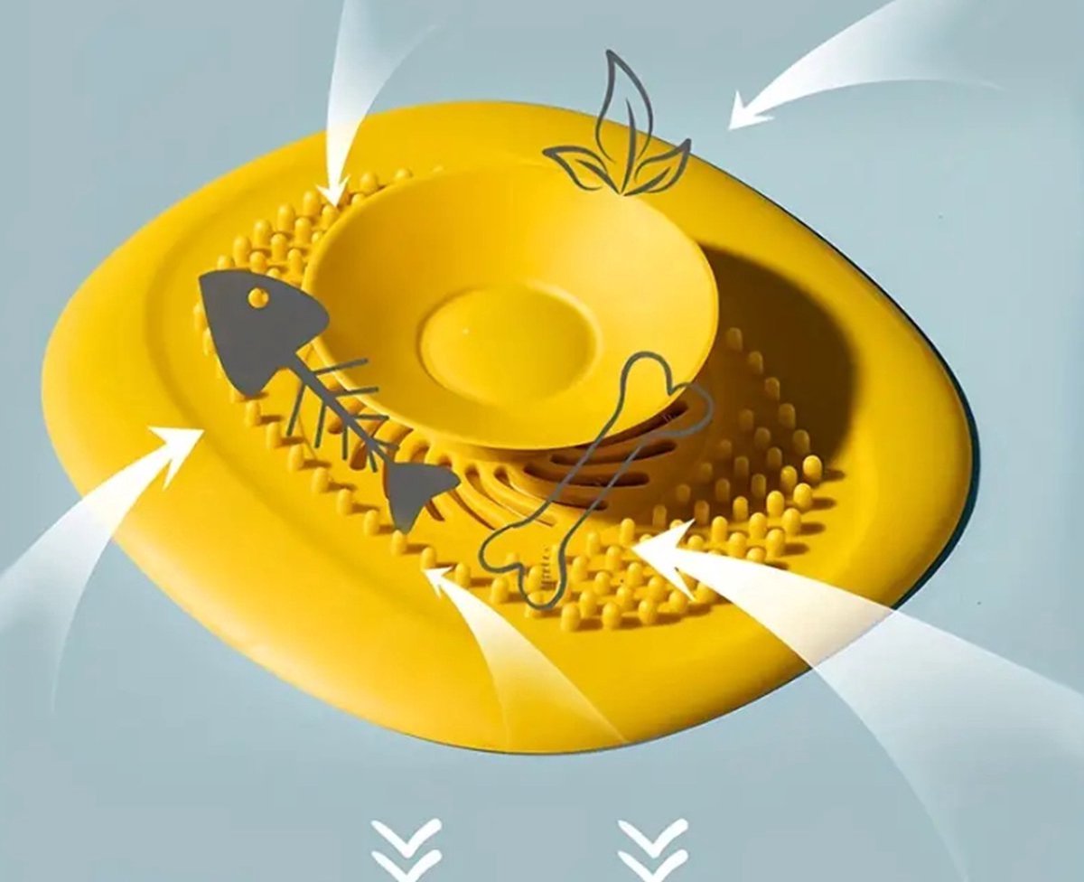 Goedkoopste Jumada's Luxe Doucheputje Afvoer Plug Zeef Stopper Stop - Universele Haarfilter Haarvanger - Siliconen - Geel