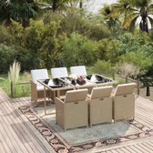 The Living Store Eethoek - PE-rattan - Staal - Beige - 163x107x74 cm