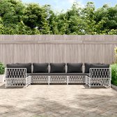 The Living Store Loungeset - Tuinhoekbank wit - 72 x 72 x 66 cm - geweven stof - gepoedercoat staal