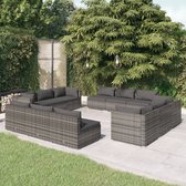 The Living Store Poly Rattan Tuinset - Grijs - Modulair Design - Waterbestendig - Stevig Frame - Comfortabele Kussens