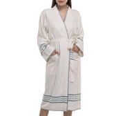 Hamam Badjas Krem Sultan Kimono Natural / Almond Green - L/XL - unisex - hotelkwaliteit - sauna badjas - luxe badjas - dunne zomer badjas - ochtendjas