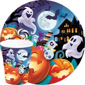 Fiestas Halloween/horror pompoen feest servies - borden/bekers - 24x - oranje - papier