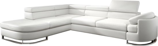 Hoekbedbank van kunstleer MYSEN - Wit - Hoek links L 278 cm x H 89 cm x D 224 cm