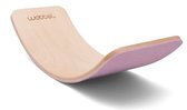 Wobbel Original Wilde Rozen (roze) - Blank gelakt houten balance board van 90 cm met roze wolvilt