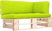 The Living Store Houten Pallet Hoekbank - Tuinmeubelen - 110 x 65 x 55 cm - Grenenhout - Inclusief kussens