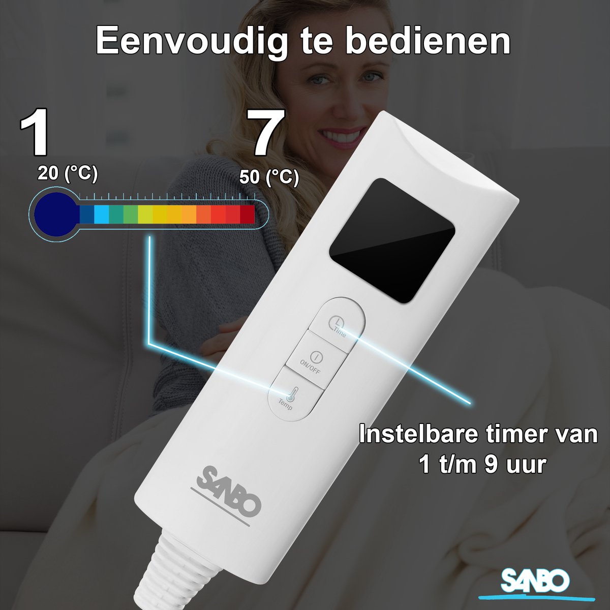 Afbeelding 3 van Sanbo Elektrische Deken - Wasmachinebestendig - Onderdeken -