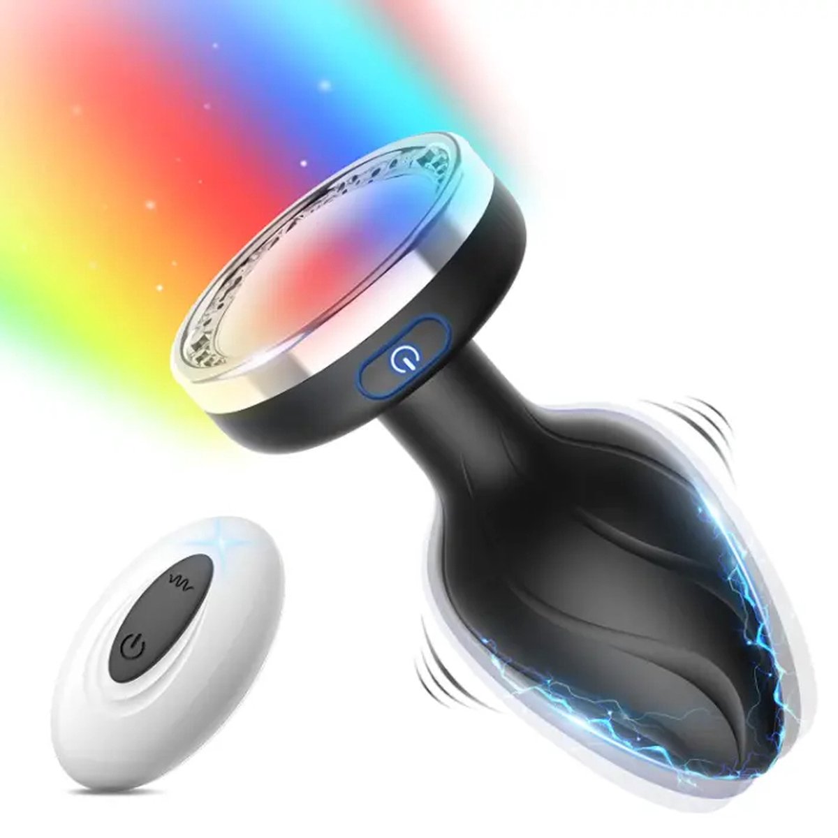 Plug Anal Rotatif 360° Vibrant Avec LED Et Télécommande - Neuf - Noir