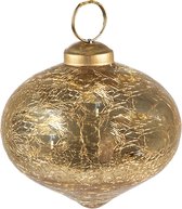HAES DECO - Kerstbal - Formaat Ø 7x7 cm - Kleur Goudkleurig - Materiaal Glas - Kerstversiering, Kerstdecoratie, Decoratie Hanger, Kerstboomversiering