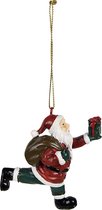 HAES DECO - Kersthanger Kerstman - Formaat 6x3x8 cm - Kleur Rood - Materiaal Polyresin - Kerstversiering, Kerstdecoratie, Decoratie Hanger, Kerstboomversiering