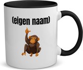 Akyol - aap met eigen naam koffiemok - theemok - zwart - Aap - apen liefhebbers - mok met eigen naam - leuk cadeau voor iemand die houdt van apen - cadeau - kado - 350 ML inhoud