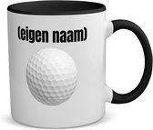Akyol - golfbal met eigen naam koffiemok - theemok - zwart - Golf - golfers - mok met eigen naam - leuk cadeau voor iemand die houdt van golfen - cadeau - kado - 350 ML inhoud