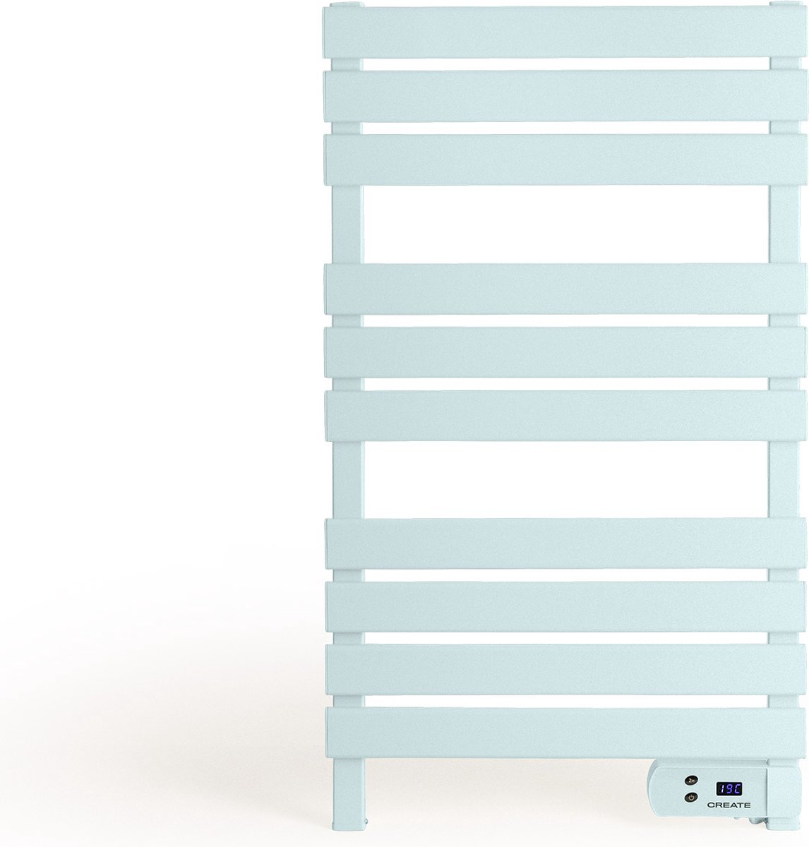 CREATE - Elektrisch handdoekenrek voor aan de muur met plank - Pastel Blauw - 500W - WARM TOWEL