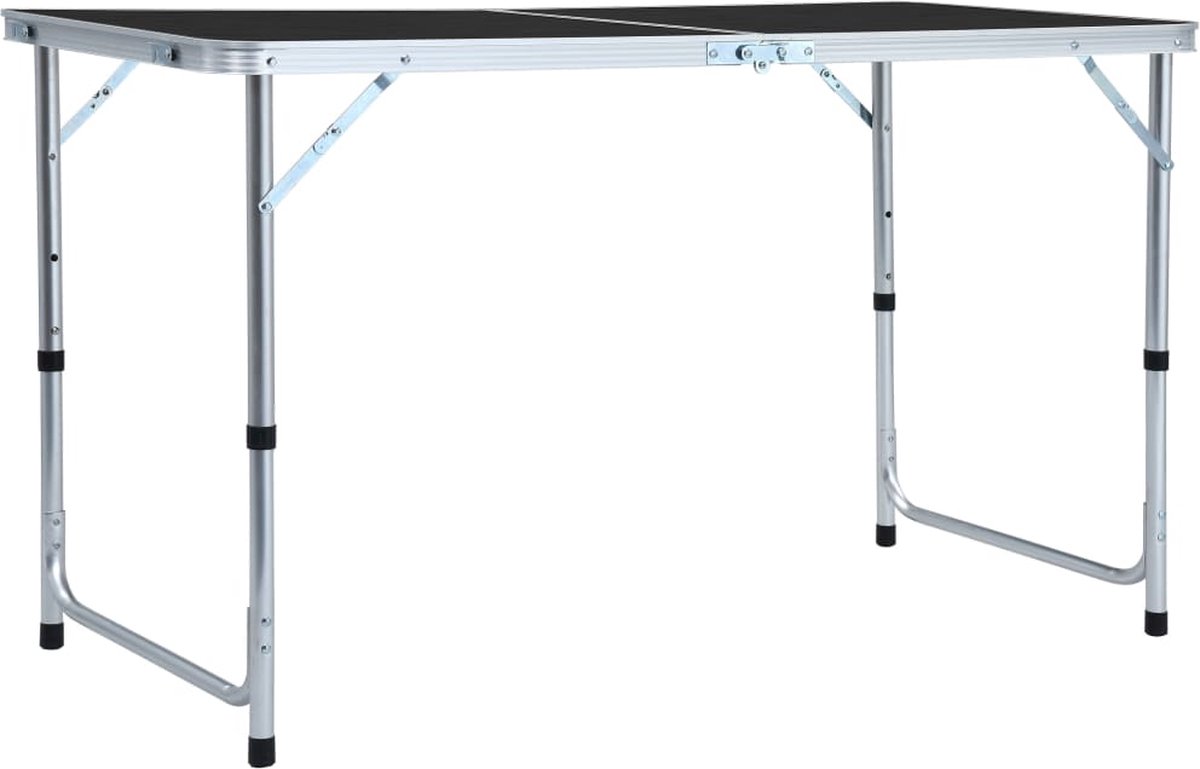 The Living Store inklapbare campingtafel - grijs - 120 x 60 x 55/62/70 cm - aluminium en MDF - draagvermogen 30-50 kg
