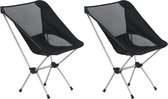 The Living Store Campingstoelen - 2-delige set - Aluminium - 54x50x65cm - Zwart/zilver