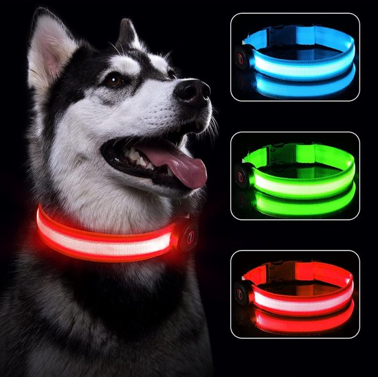 Collier pour chien à LED , rechargeable par LED , collier lumineux  réglable, étanche,... | bol