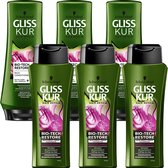 Gliss Kur Bio- Pack Tech Restore Mix - 3 x Shampooing 250 ml et 3 x après-shampooing 200 ml - Pack économique